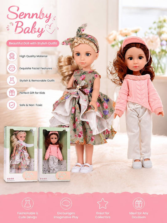 عروسة سيليكون بإطلالة شتوية وردية وشعر بني طويل | Silicone Doll with Long Brown Hair & Pink Winter Outfit