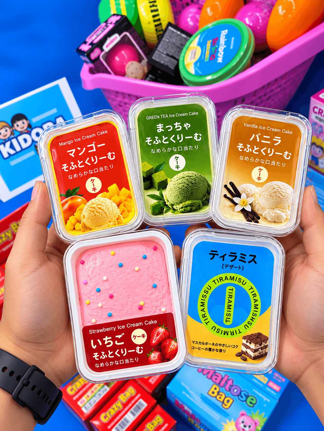 علبة سكوشي آيس كريم كيك بنكهات متنوعة | Assorted Ice Cream Cake Squishy Toy Set 🍦