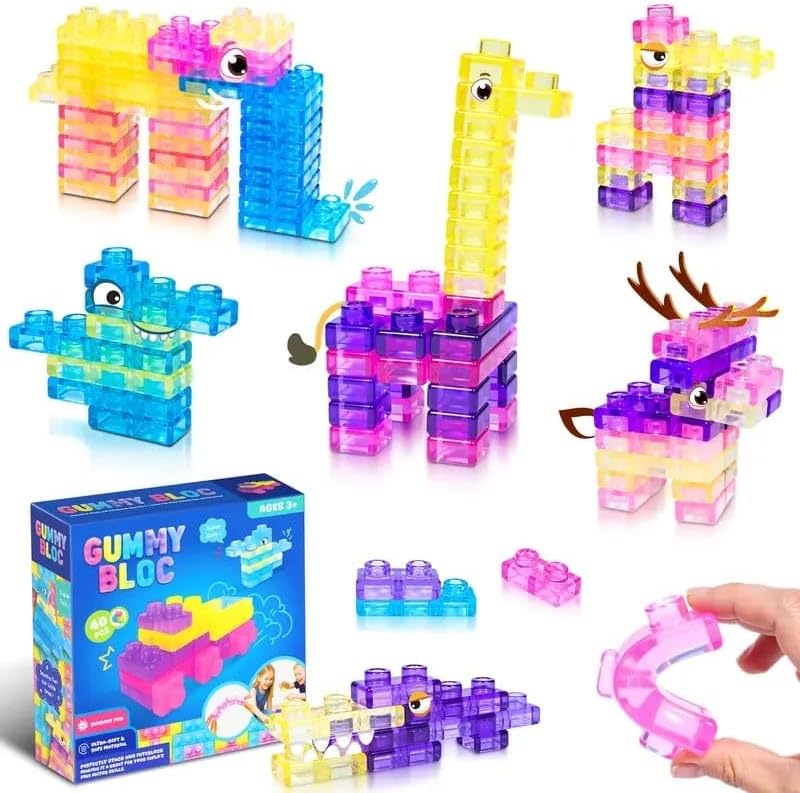 مكعبات جيلي سحرية مرنة للبناء – 20 قطعة (Magic Gummy Building Blocks)