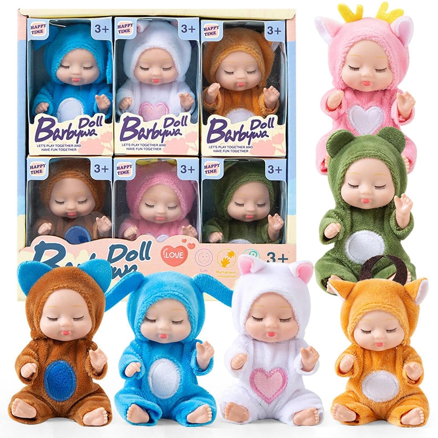 دمية الأطفال النائمة ببدلة الحيوانات المفصلية | Sleeping Baby Animal Doll