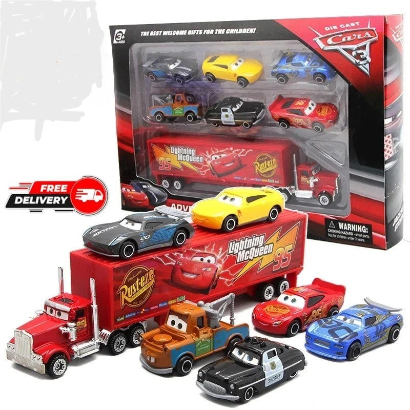 مجموعة سيارات كارس المعدنية للأطفال – سيارات شخصيات كرتونية بتصميم Die-Cast | Cars Die-Cast Toy Car Set for Kids – Cartoon Character Miniature Metal Cars Collection
