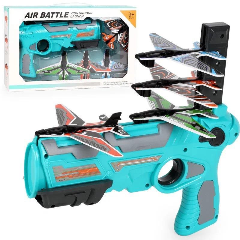 مسدس إطلاق الطائرات الشراعية للأطفال – Air Battle Launcher مع 4 طائرات فوم