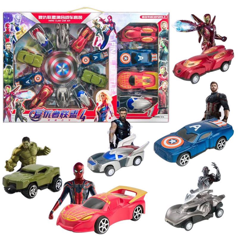 طقم سيارات الأبطال الخارقين المعدنية – مجموعة 8 سيارات للأطفال (Super Hero Metal Car Set)
