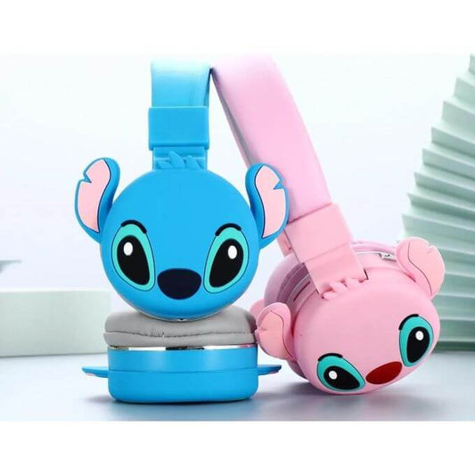 سماعات بلوتوث للأطفال بتصميم ستيتش – أزرق × وردي | Stitch Kids Bluetooth Headphones