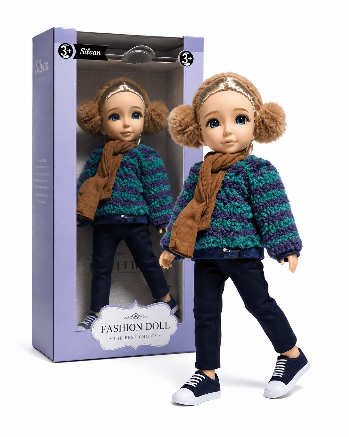 عروسة سيليكون بملابس شتوية كاجوال وشعر أشقر | Silicone Doll with Casual Winter Outfit & Blonde Hair