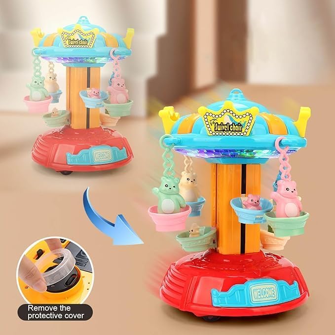 لعبة دوامة الدببة الدوارة بالموسيقى والإضاءة | Musical Rotating Bear Carousel Toy