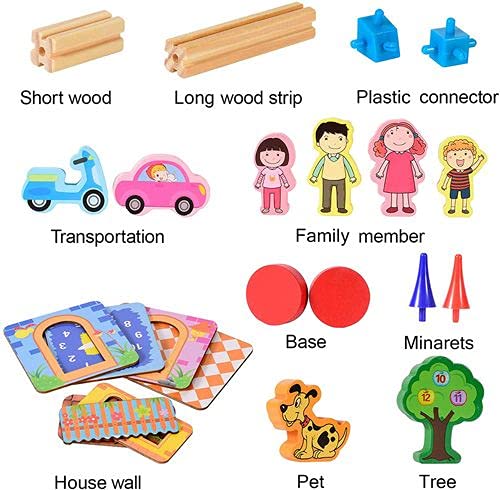 مجموعة بناء المدينة الخشبية التعليمية للأطفال | Wooden Magnetic Construction Village Set