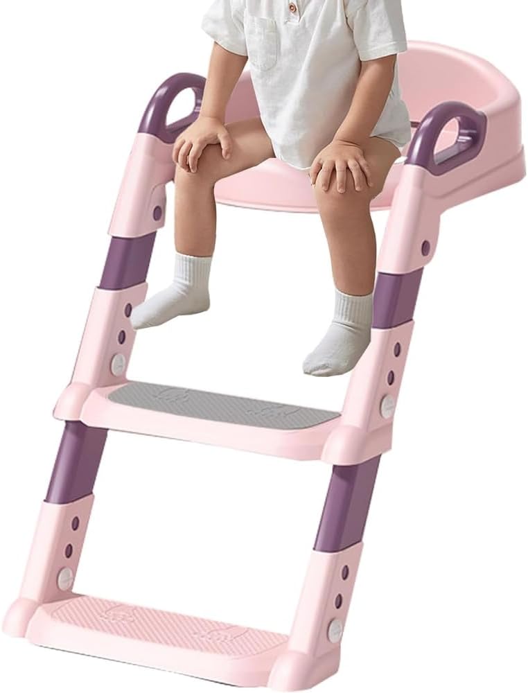 مقعد تدريب الأطفال للمرحاض مع سلم قابل للتعديل ومضاد للانزلاق | Kids Potty Training Toilet Seat with Adjustable Ladder