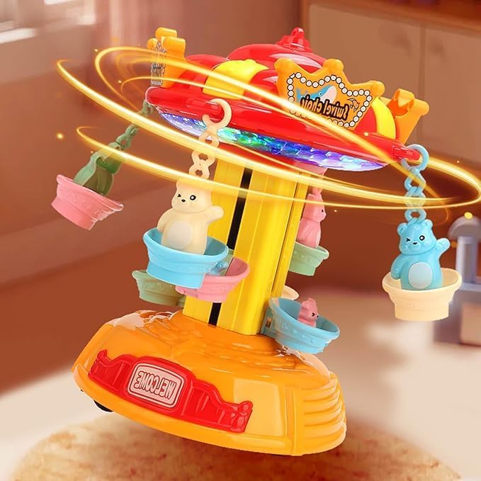 لعبة دوامة الدببة الدوارة بالموسيقى والإضاءة | Musical Rotating Bear Carousel Toy