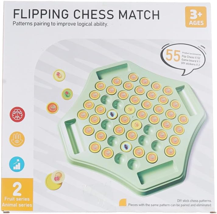 لعبة مطابقة الصور والذاكرة Flip Chess Match – لعبة ذكاء تعليمية 55 قطعة