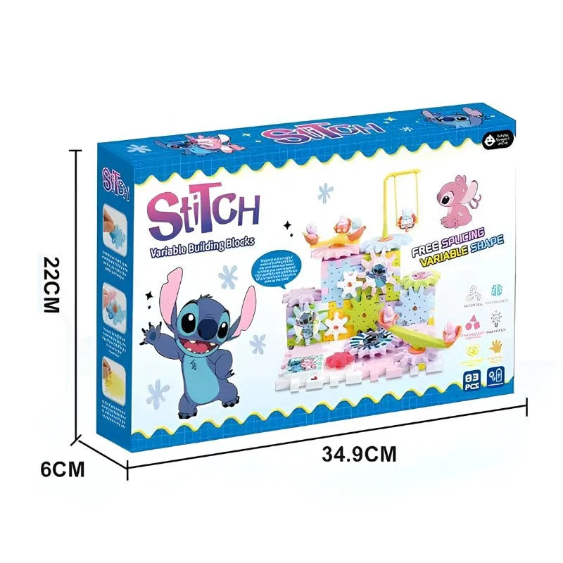 لعبة مسار الكرات والمتاهة الحركية Stitch – مكعبات تركيب STEM (83 قطعة)