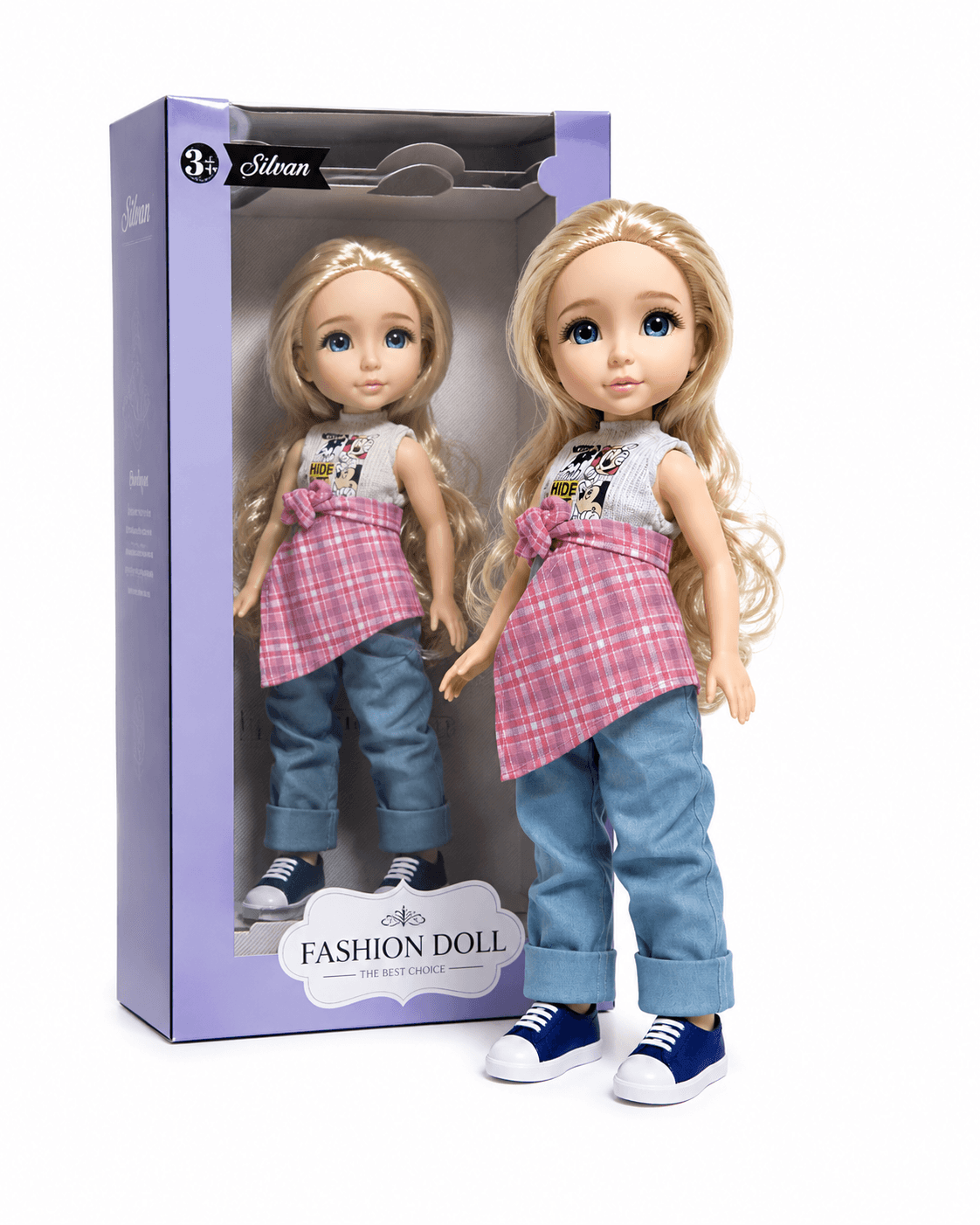 عروسة أزياء كيوت بشعر أشقر طويل وملابس كاجوال | Cute Fashion Doll with Long Blonde Hair & Casual Outfit