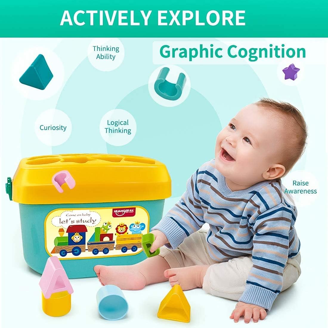 لعبة مطابقة الأشكال الهندسية للأطفال مع حقيبة تخزين | Shape Sorter Bucket Educational Toy