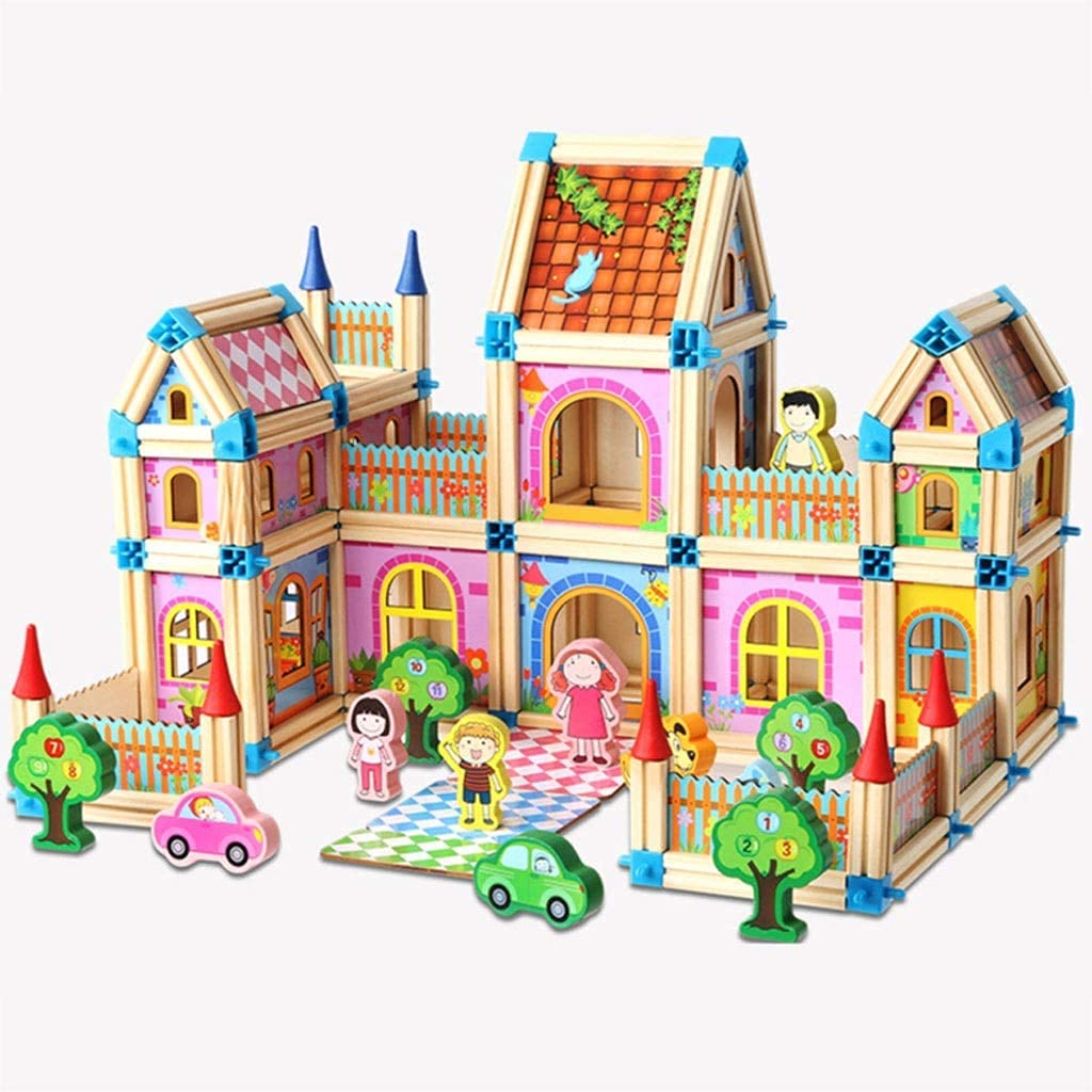 مجموعة بناء المدينة الخشبية التعليمية للأطفال | Wooden Magnetic Construction Village Set