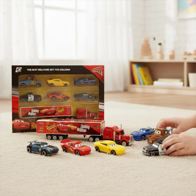 مجموعة سيارات كارس المعدنية للأطفال – سيارات شخصيات كرتونية بتصميم Die-Cast | Cars Die-Cast Toy Car Set for Kids – Cartoon Character Miniature Metal Cars Collection