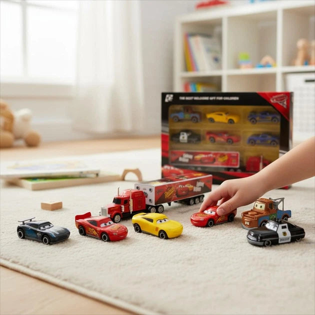 مجموعة سيارات كارس المعدنية للأطفال – سيارات شخصيات كرتونية بتصميم Die-Cast | Cars Die-Cast Toy Car Set for Kids – Cartoon Character Miniature Metal Cars Collection