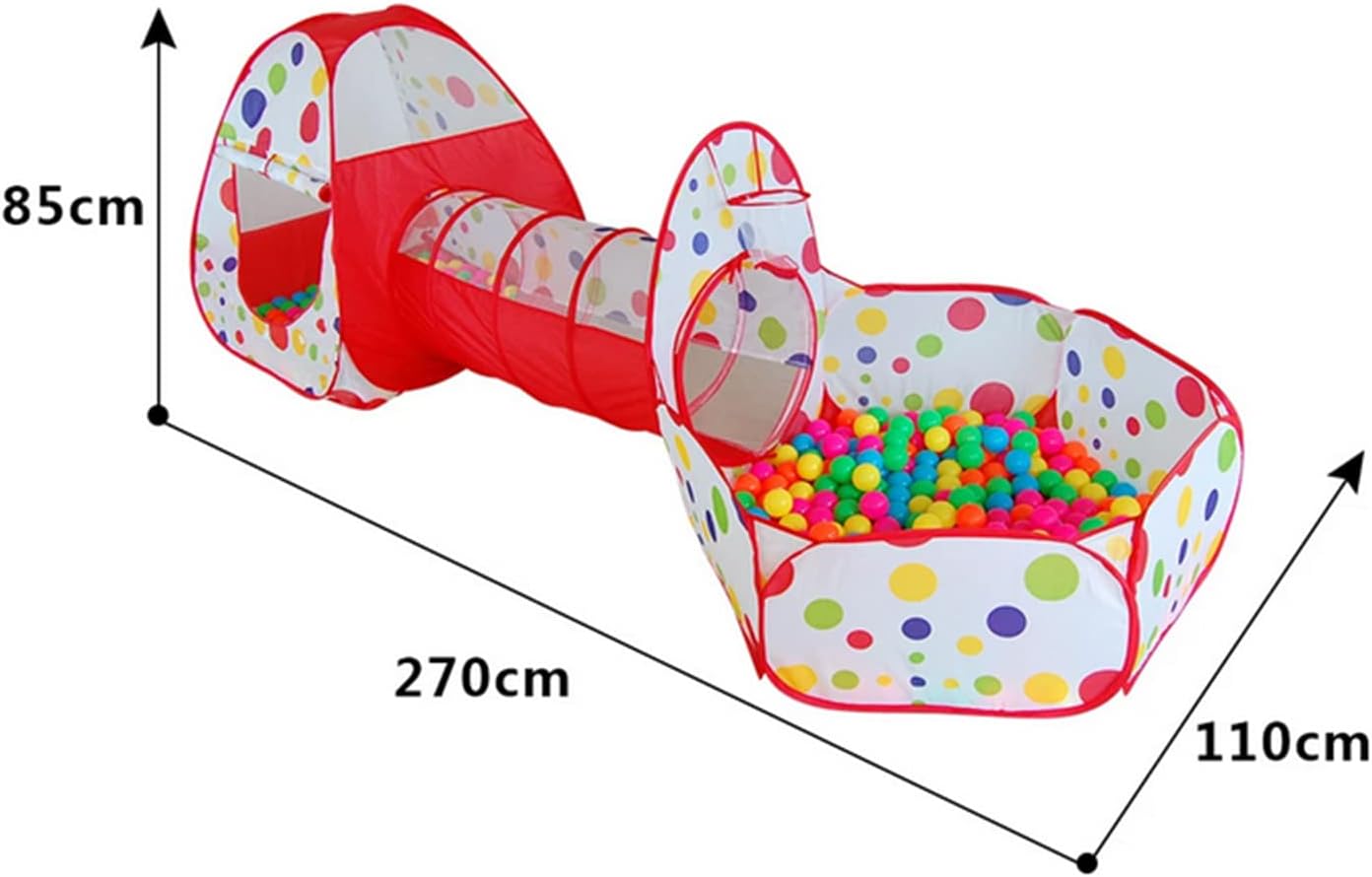 خيمة ألعاب الأطفال 3 في 1 مع نفق وحوض كرات | 3-in-1 Kids Play Tent with Tunnel & Ball Pit