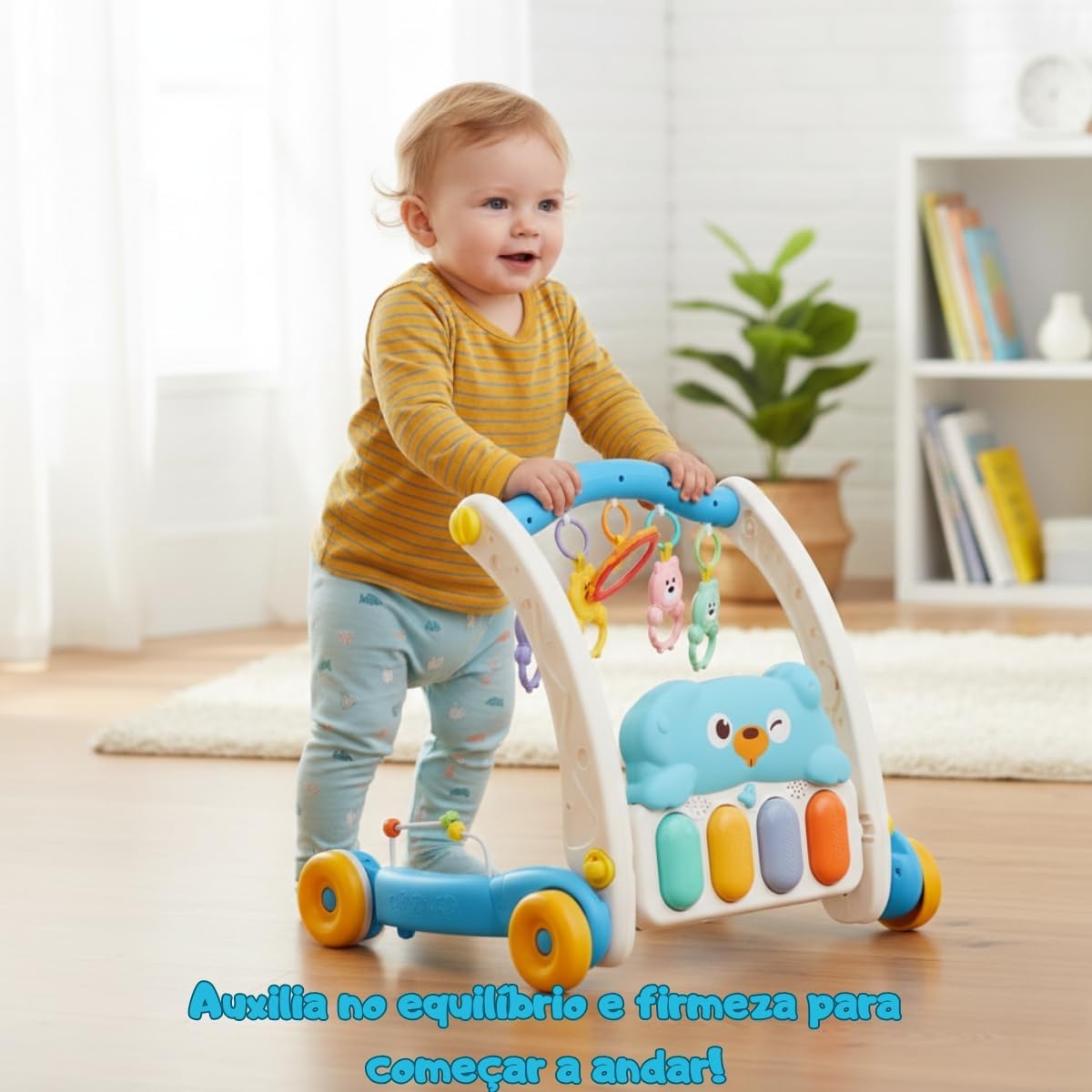 مشاية أطفال 2 في 1 مع بساط ألعاب ولوحة موسيقية تعليمية | 2-in-1 Baby Activity Walker & Play Mat