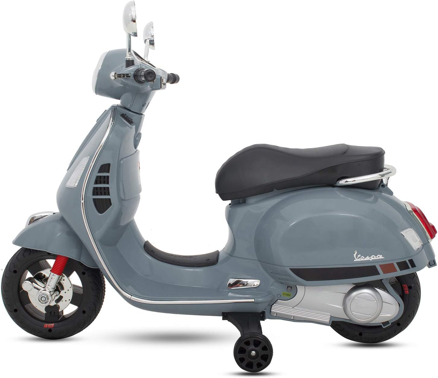سكوتر كهربائي للأطفال بتصميم فيسبا كلاسيكي مع عجلات مساعدة وإضاءة LED | Kids Electric Vespa Style Scooter with Training Wheels & LED Lights