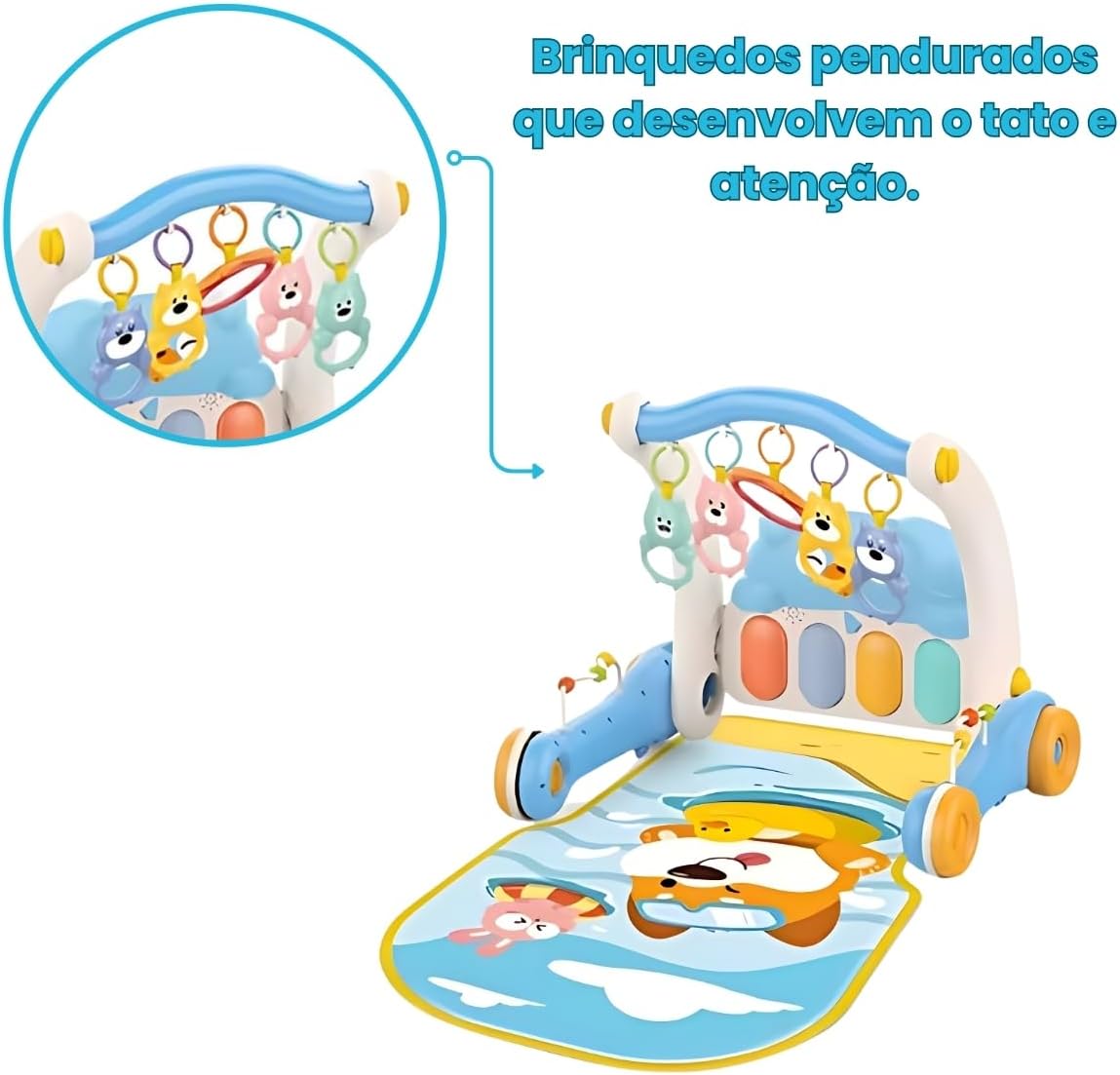 مشاية أطفال 2 في 1 مع بساط ألعاب ولوحة موسيقية تعليمية | 2-in-1 Baby Activity Walker & Play Mat