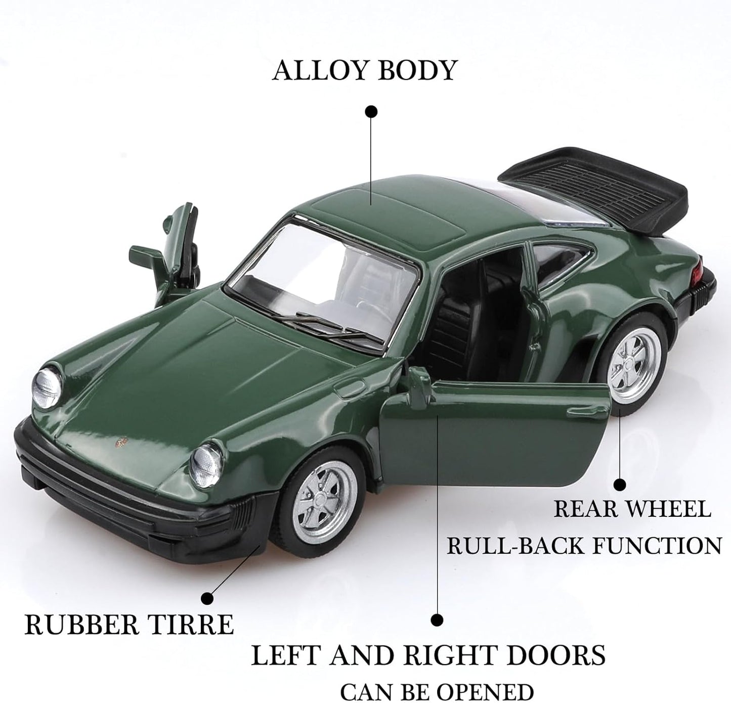 سيارة بورشه 911 توربو المعدنية الكلاسيكية – Die-Cast Porsche 911 Turbo Pull Back 1:32
