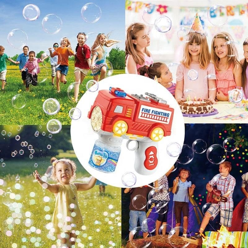 مسدس فقاعات على شكل سيارة إطفاء بإضاءة وموسيقى (Fire Truck Bubble Gun)