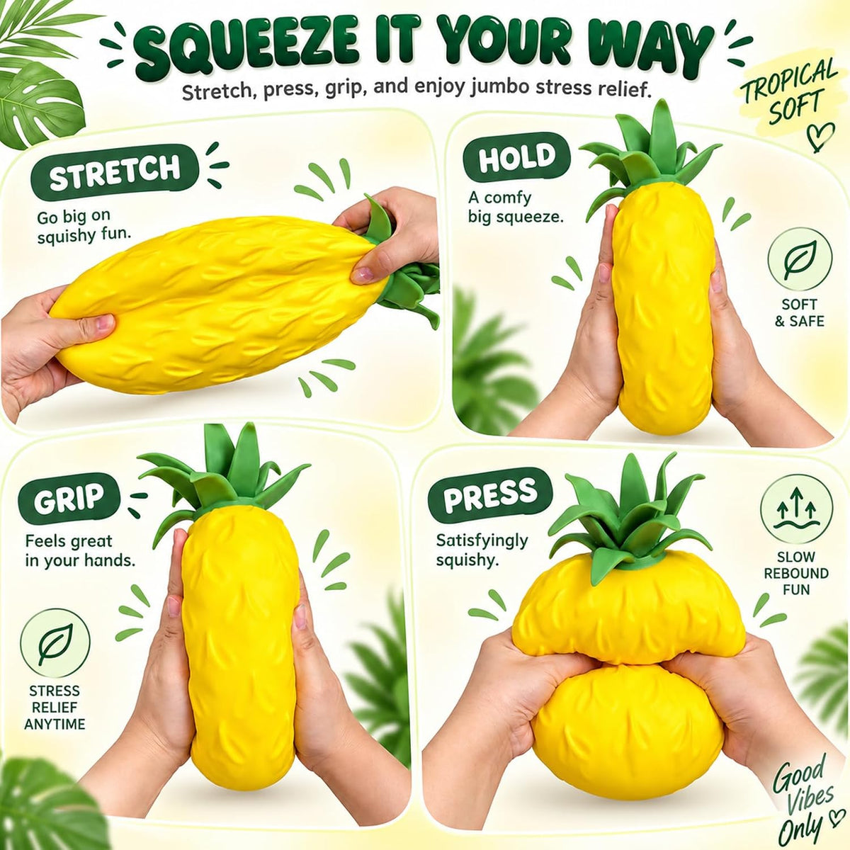 سكوشي أناناس جامبو | Jumbo Pineapple Squishy – Stress Relief & Sensory Toy 🍍
