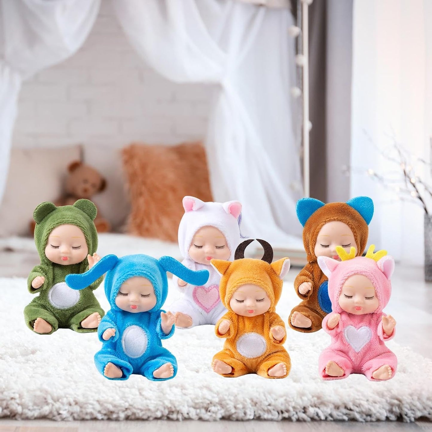 دمية الأطفال النائمة ببدلة الحيوانات المفصلية | Sleeping Baby Animal Doll