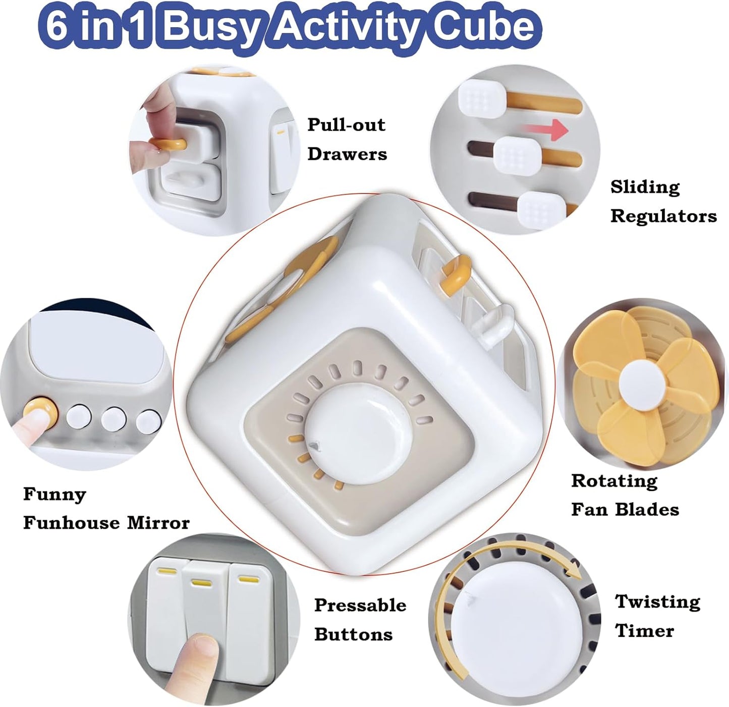 مكعب الأنشطة الحسية للأطفال 6 في 1 | 6-in-1 Sensory Activity Cube for Kids