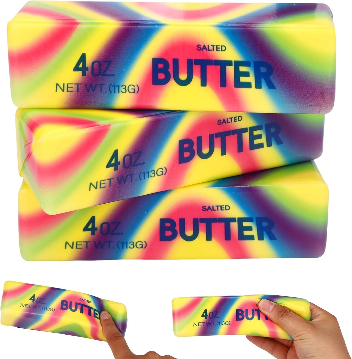 سكووشي الزبدة قوس قزح | Rainbow Butter Squishy – Soft Sensory Toy 🌈🧈