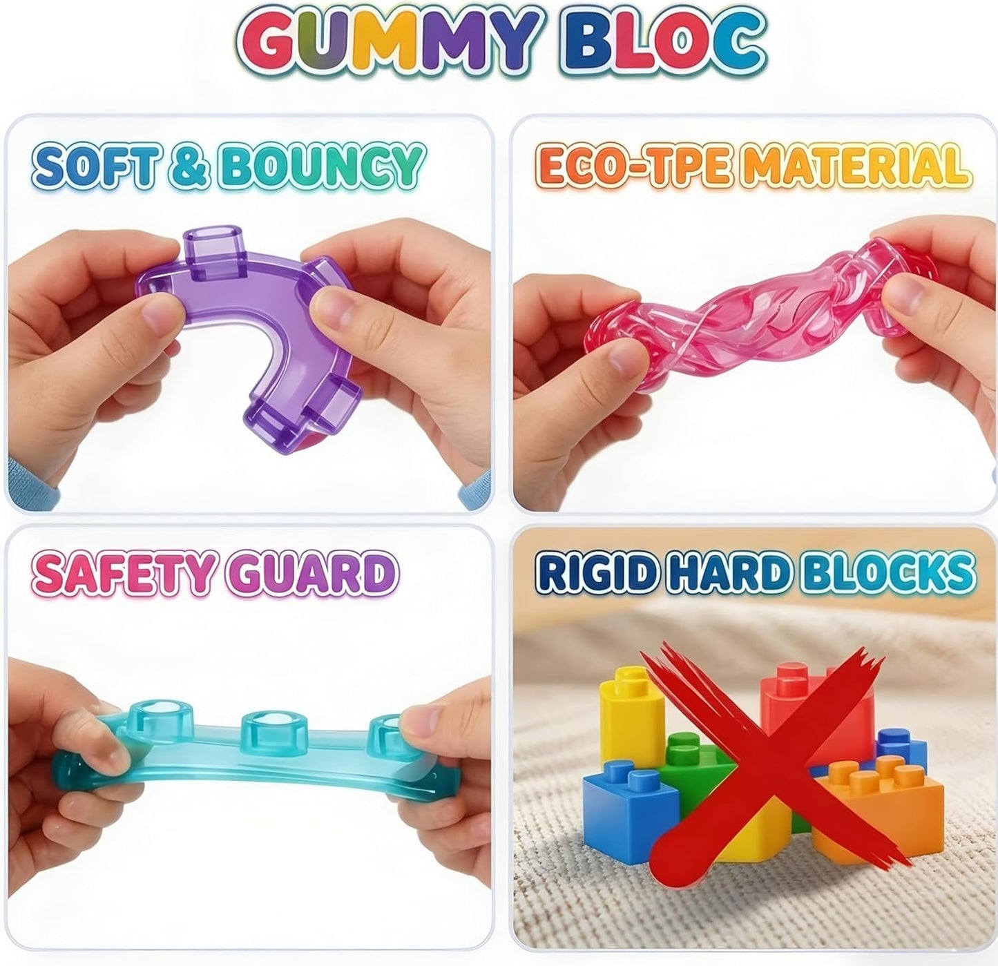 مكعبات جيلي سحرية مرنة للبناء – 20 قطعة (Magic Gummy Building Blocks)