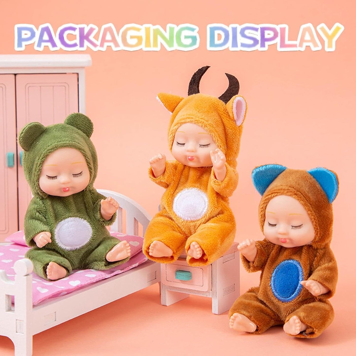 دمية الأطفال النائمة ببدلة الحيوانات المفصلية | Sleeping Baby Animal Doll