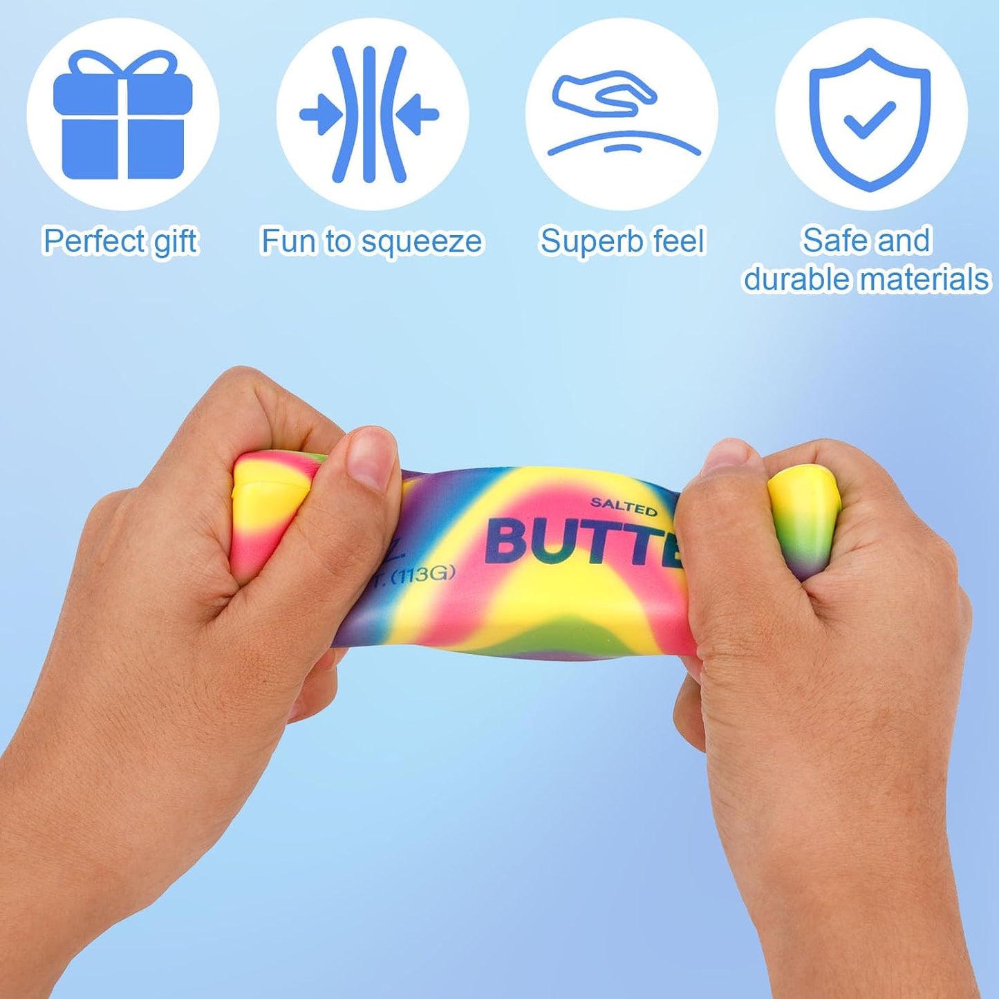 سكووشي الزبدة قوس قزح | Rainbow Butter Squishy – Soft Sensory Toy 🌈🧈