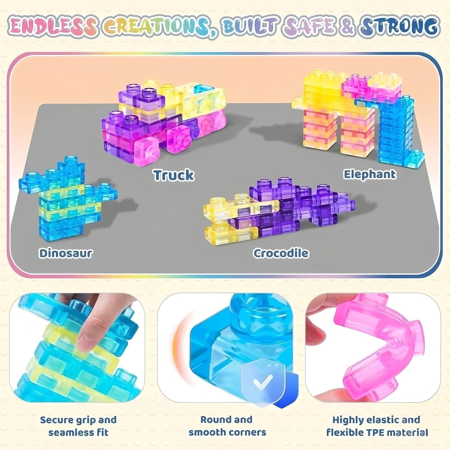 مكعبات جيلي سحرية مرنة للبناء – 20 قطعة (Magic Gummy Building Blocks)