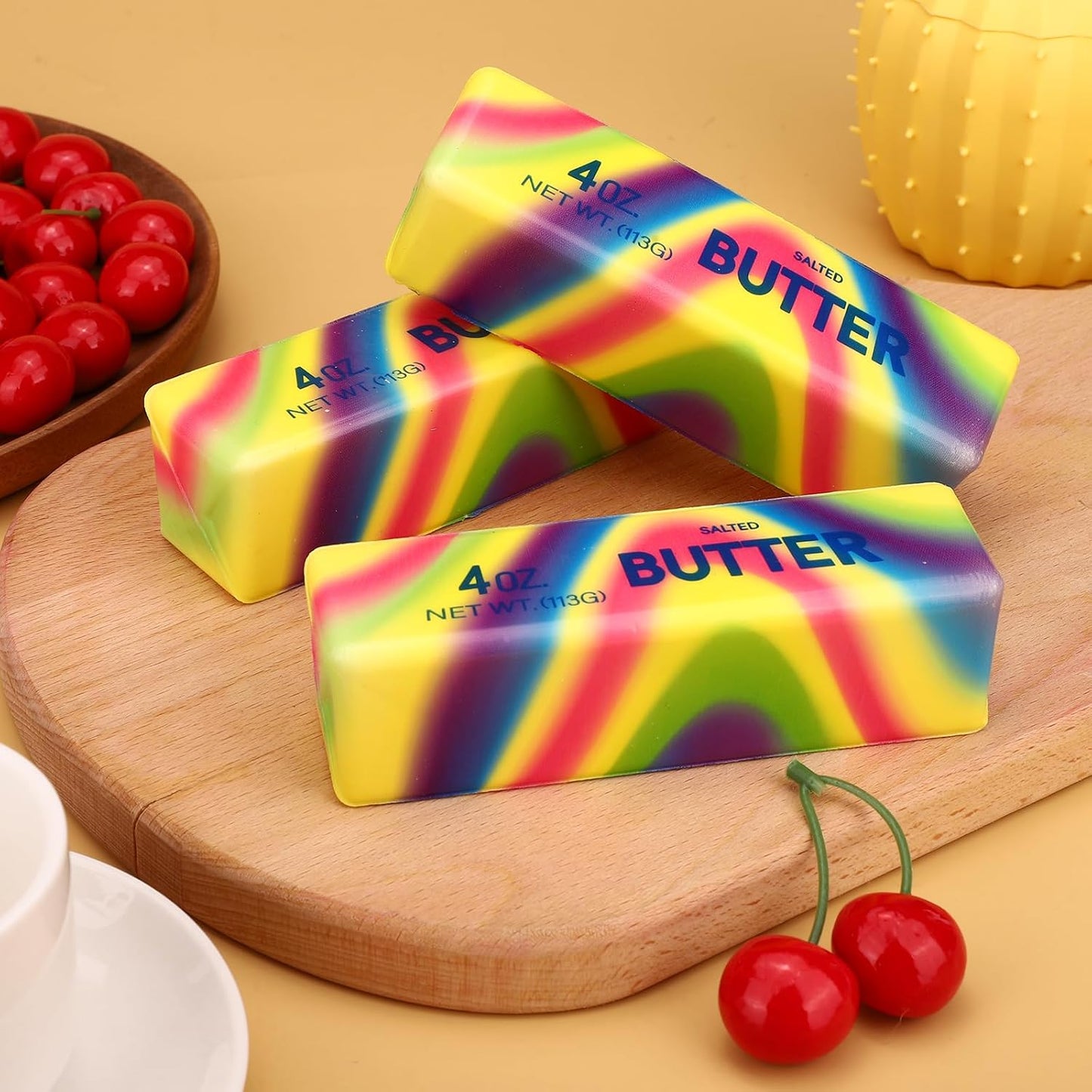 سكووشي الزبدة قوس قزح | Rainbow Butter Squishy – Soft Sensory Toy 🌈🧈