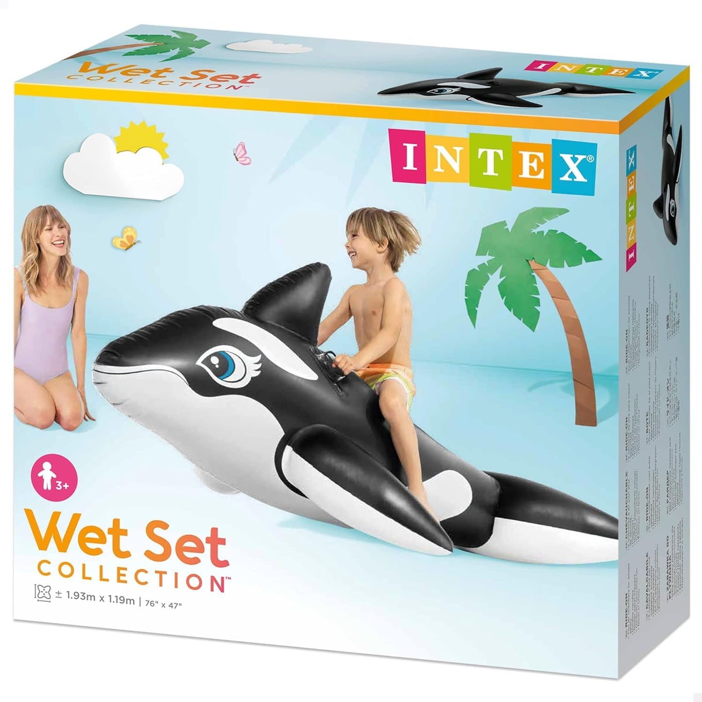 عوامة حوت أوركا قابلة للنفخ للأطفال – لعبة ركوب مائية للمسبح والبحر من INTEX 🐋🌊