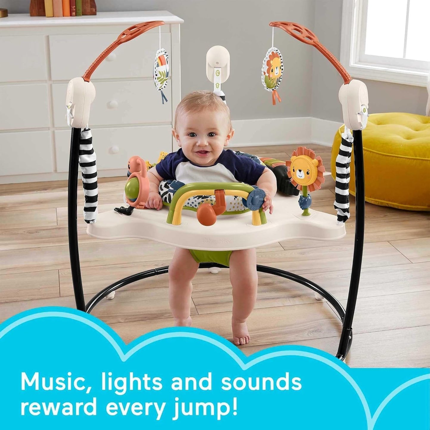 نطاطة أطفال تفاعلية مع ألعاب وإضاءة وموسيقى (Baby Activity Jumper)