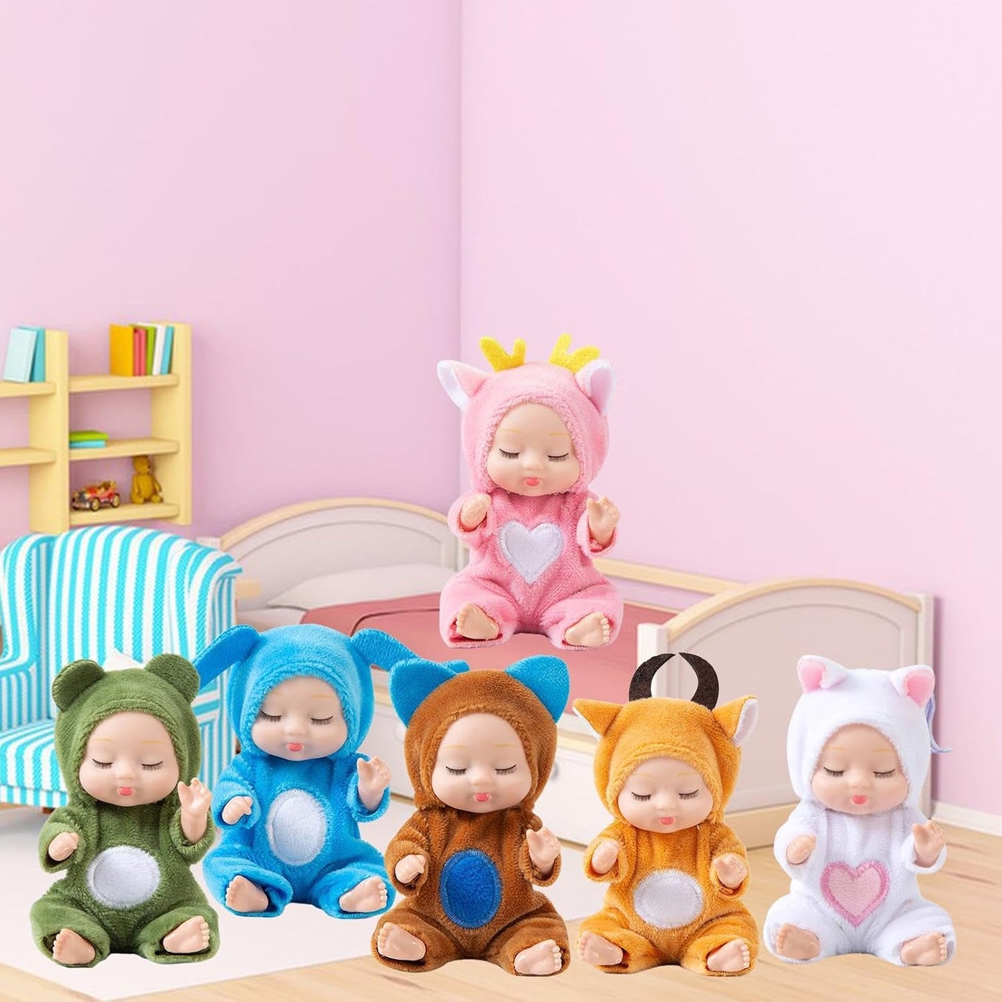 دمية الأطفال النائمة ببدلة الحيوانات المفصلية | Sleeping Baby Animal Doll