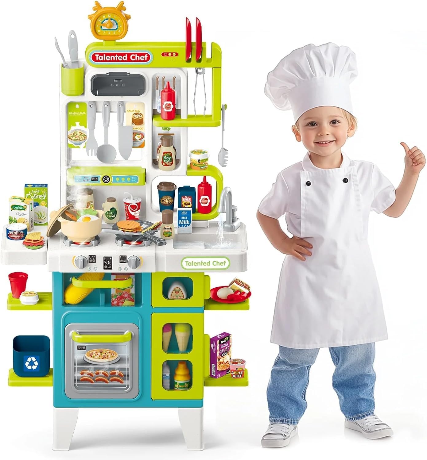 مطبخ الأطفال التفاعلي الفاخر 104 قطعة مع مياه حقيقية وإضاءة وأصوات | Deluxe Kids Kitchen Playset 104 PCS