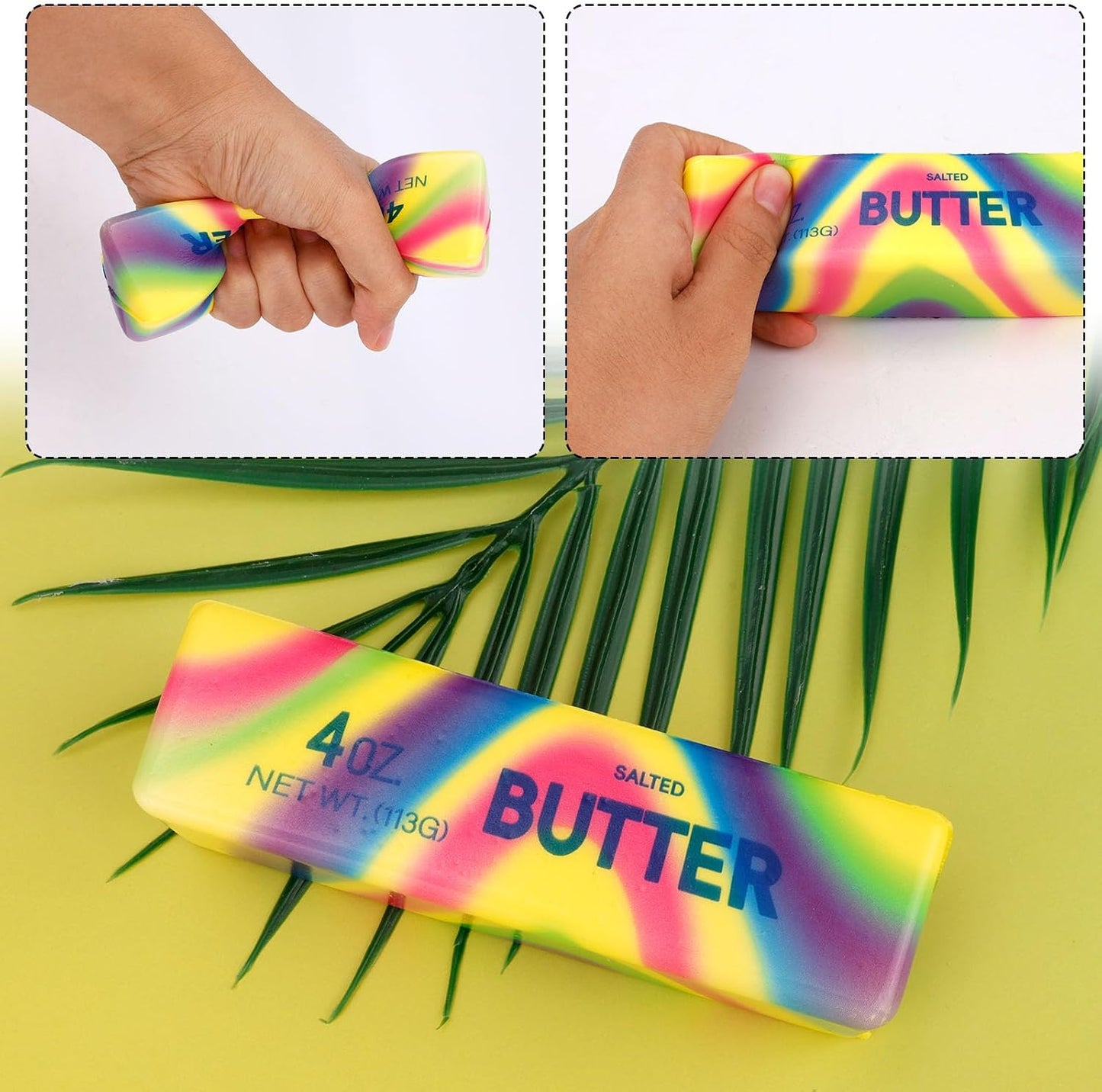 سكووشي الزبدة قوس قزح | Rainbow Butter Squishy – Soft Sensory Toy 🌈🧈