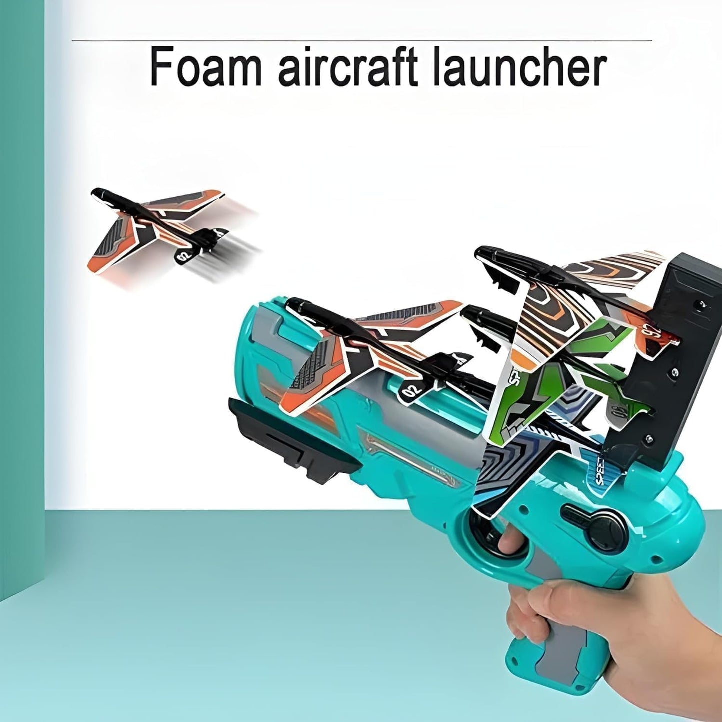 مسدس إطلاق الطائرات الشراعية للأطفال – Air Battle Launcher مع 4 طائرات فوم