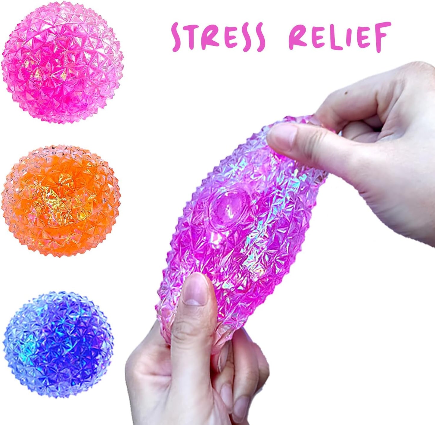 سكوشي الكرة الكريستالية الماسية للأطفال لتخفيف التوتر – لعبة ضغط حسية ناعمة | Crystal Diamond Ball Squishy Stress Relief Toy for Kids – Soft Sensory Fidget Squeeze Toy