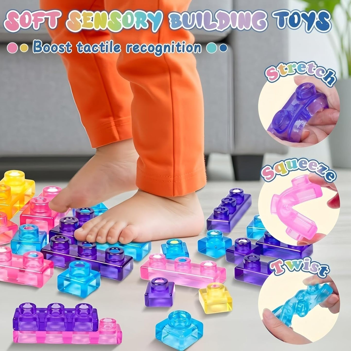 مكعبات جيلي سحرية مرنة للبناء – 20 قطعة (Magic Gummy Building Blocks)
