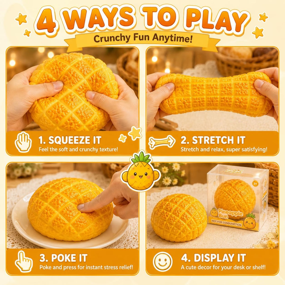 سكووشي توست الأناناس المقرمش | Crunchy Pineapple Toast Squishy Toy 🍍🍞