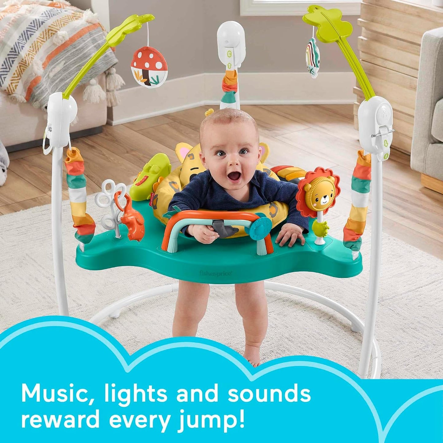 نطاطة أطفال تفاعلية مع ألعاب وإضاءة وموسيقى (Baby Activity Jumper)