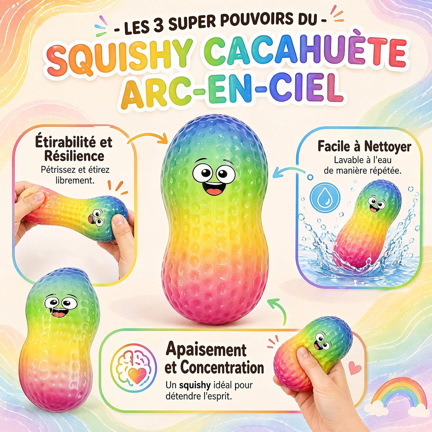 سكووشي الفول السوداني المرح | Funny Peanut Squishy Toy – Soft Stress Relief Toy 🥜😄