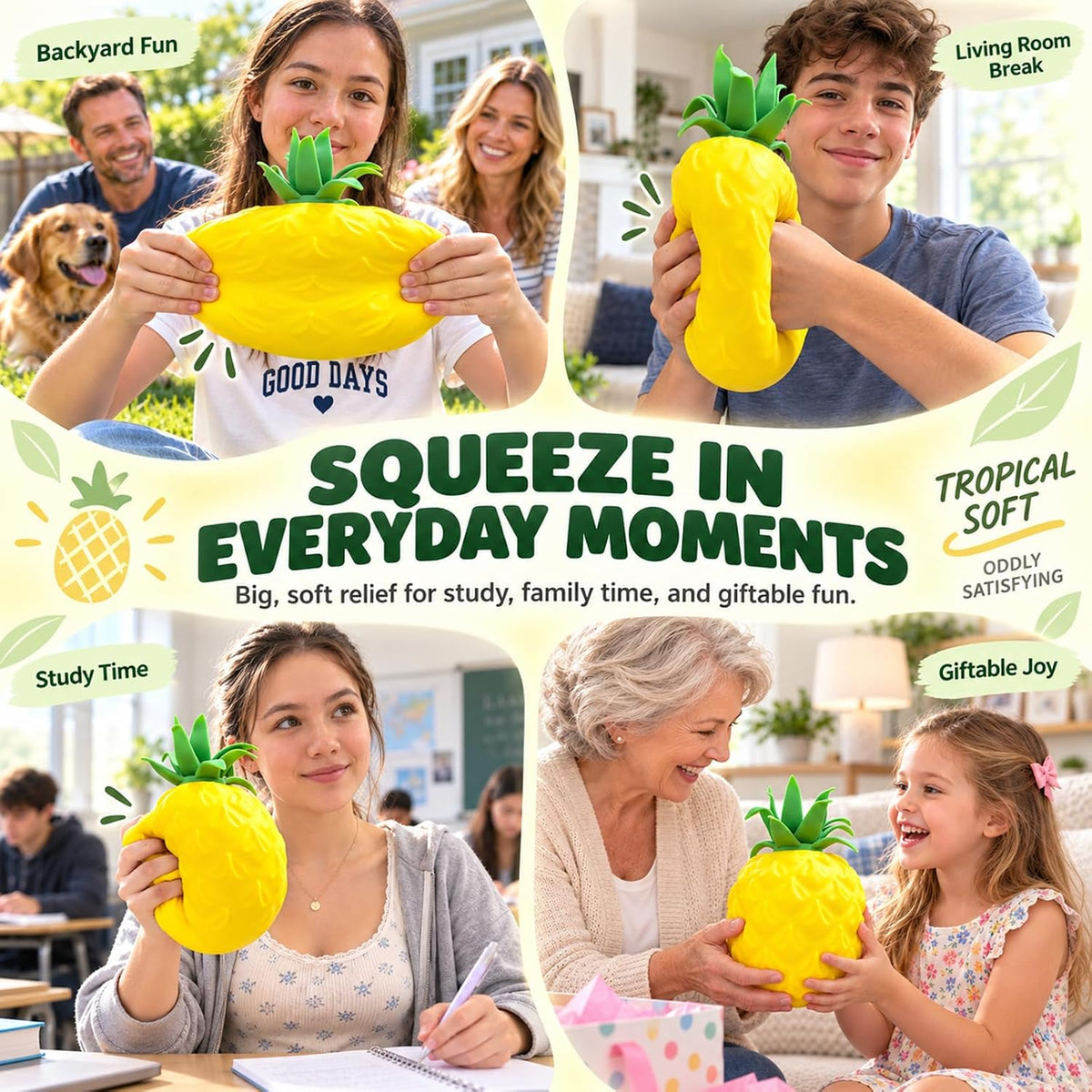 سكوشي أناناس جامبو | Jumbo Pineapple Squishy – Stress Relief & Sensory Toy 🍍
