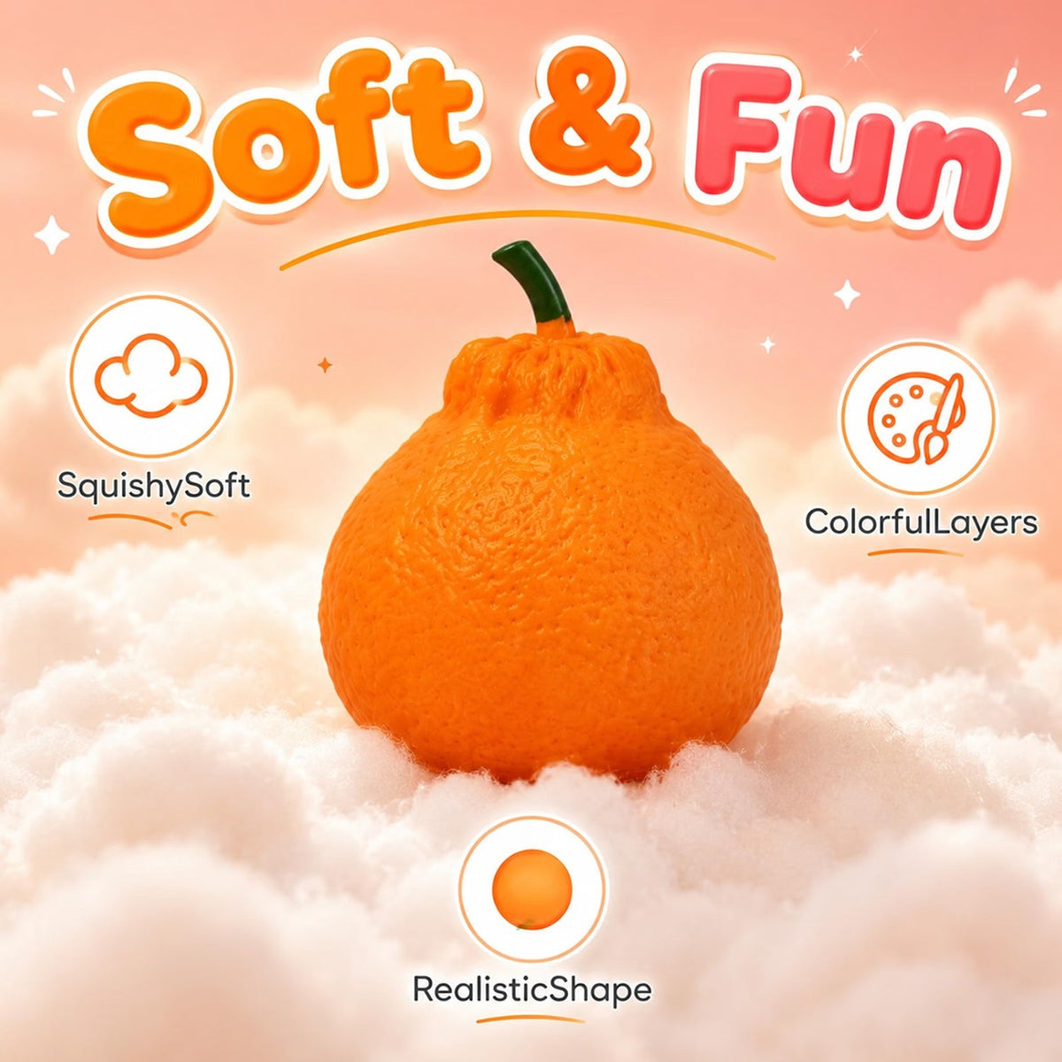 لعبة سكوشي البرتقال الناعم والمرن | Soft & Stretchy Orange Squishy Toy