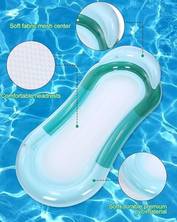 مرتبة استرخاء مائية قابلة للنفخ من Bestway – كرسي عائم فاخر للمسبح مع مسند رأس 💦☀️