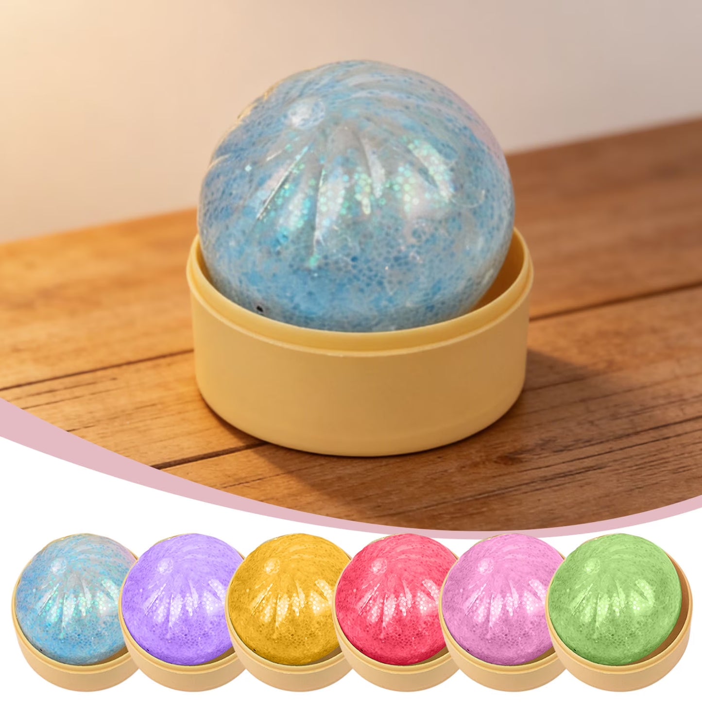 سكويشي دملينج كريستال بالجليتر – لعبة ضغط شفافة مضادة للتوتر (Crystal Glitter Dumpling Squishy)